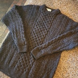 Orvis Vtg Sweater Men's L Wool Made Ireland Cable Knit Chunky Fisherman Brown